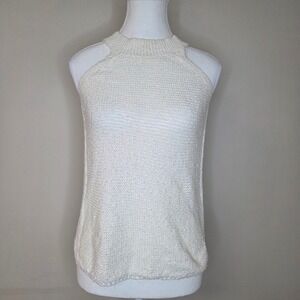 Evereve White Knit Tank Top 100% Cotton Coastal‎ Boho Size XS